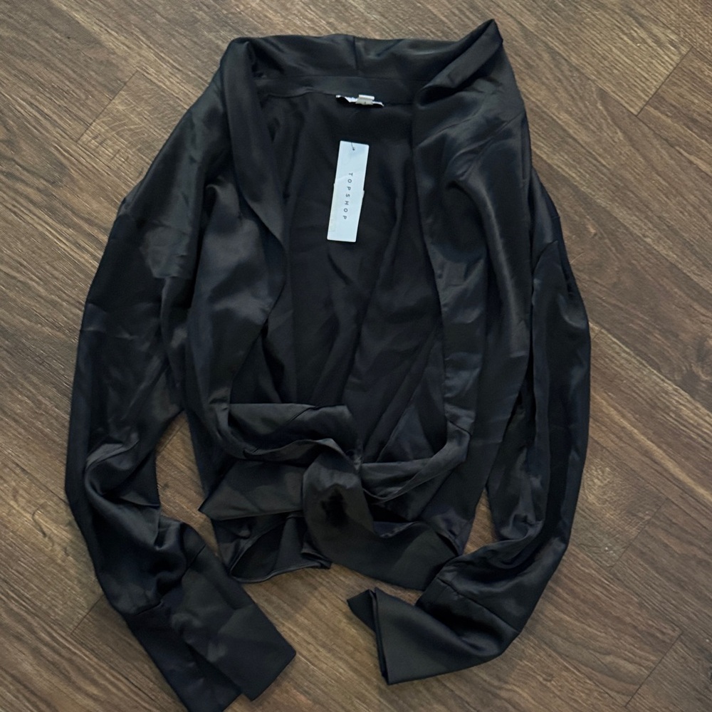 Topshop Satin Tie Front Blouse